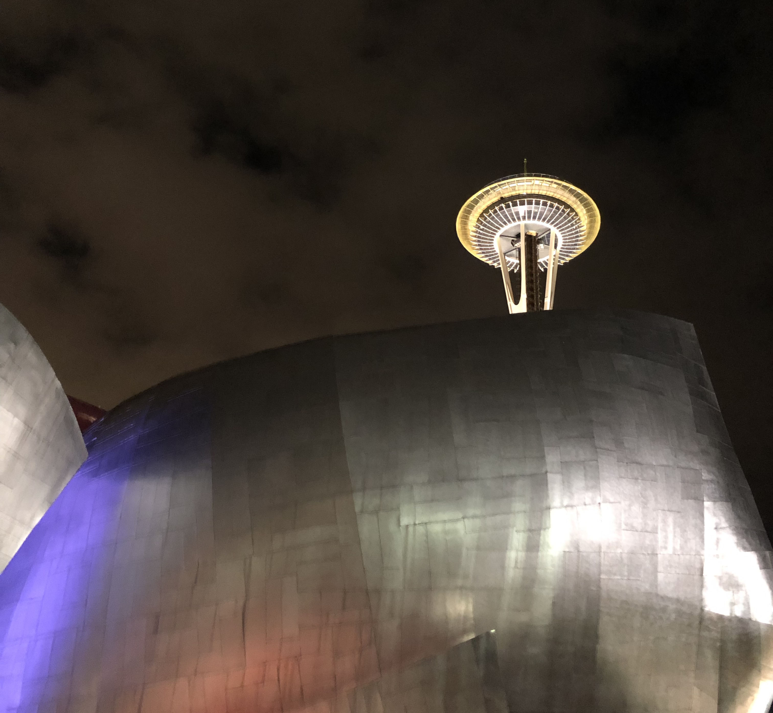 Seattle Space Needle Lit Up At Night
