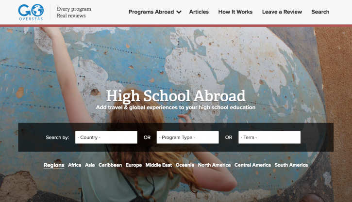GoOverseas high school abroad homepage