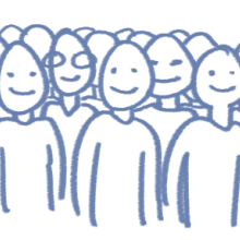Drawing of smiling people