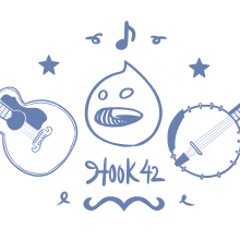 Drawing of Drupal logo and guitars