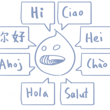 Drupal logo saying hello in multiple languages