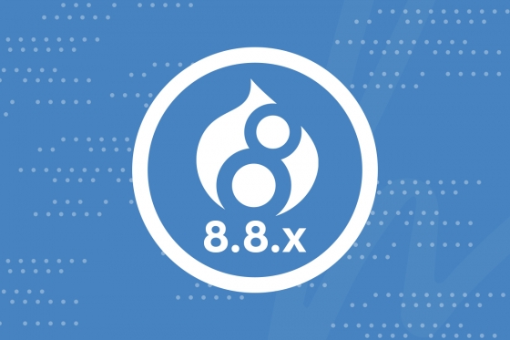 Drupal 8 logo with text 8.8.x presented below