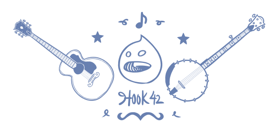 Drawing of Drupal logo and guitars