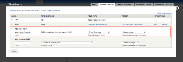Add the field Associated Timeline Events Add the field Associated Timeline Events