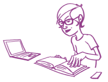 Drupal Knowledge doodle of person working at desk