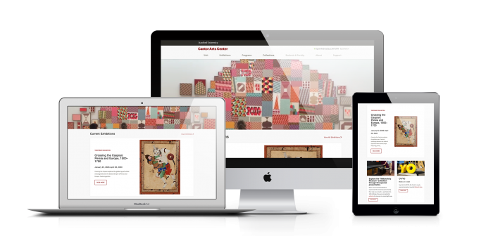 Multi device view of cantor arts homepage template on laptop desktop and tablet