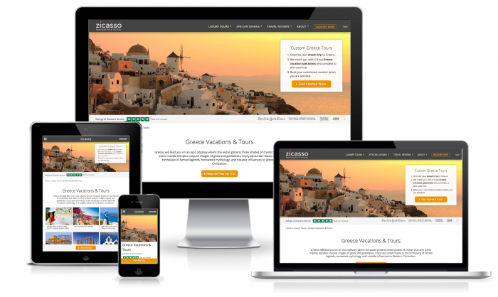 zicasso responsive greece tours screenshot